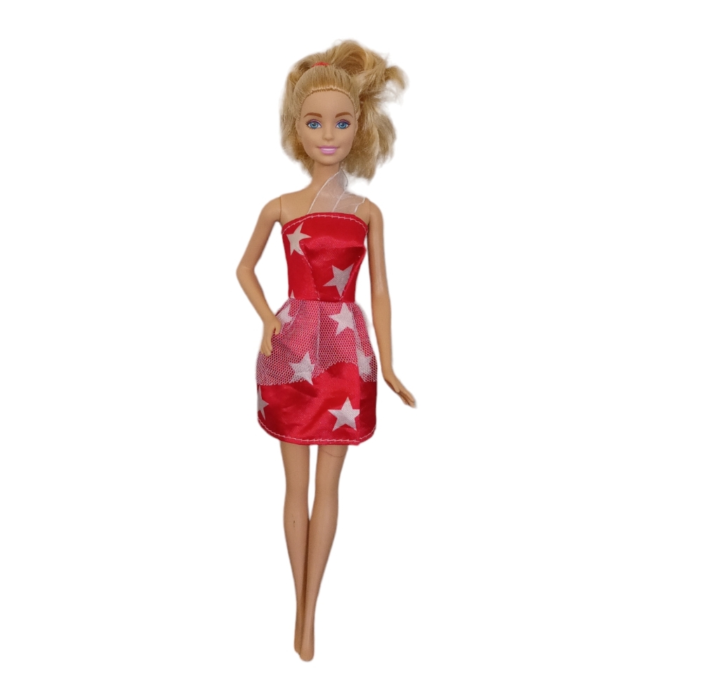 Mattel 2009 Barbie Doll With Blond Hair And Blue Eyes Wearing A Red Dress